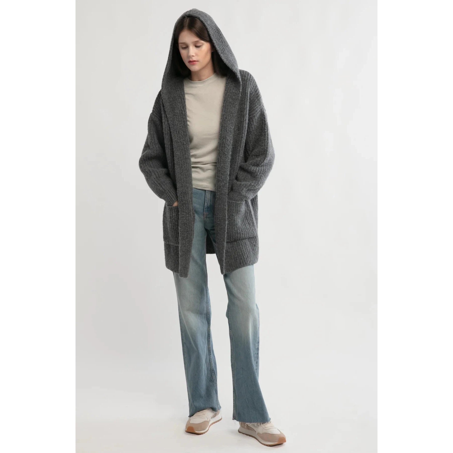 HOODED CARDIGAN | LAZY DAY-Jackets & Sweaters-LOOK BY M-Coriander