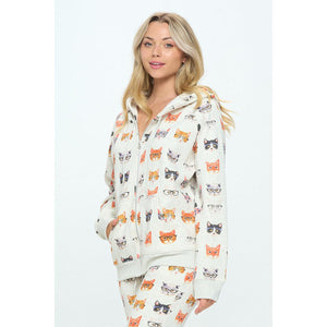 HOODIE | KITTY WEARING GLASSES-Jackets & Sweaters-SM WARDROBE-Coriander