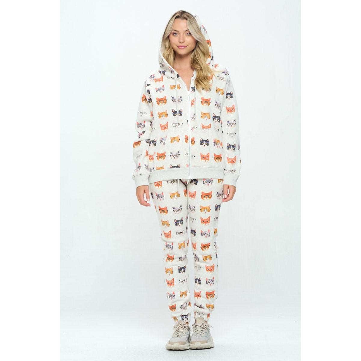 HOODIE | KITTY WEARING GLASSES-Jackets & Sweaters-SM WARDROBE-Coriander