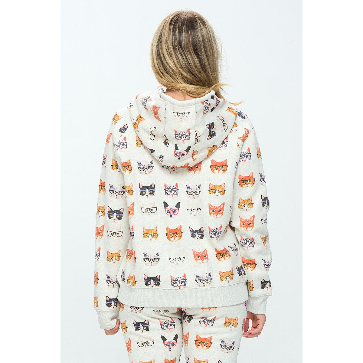 HOODIE | KITTY WEARING GLASSES-Jackets & Sweaters-SM WARDROBE-Coriander