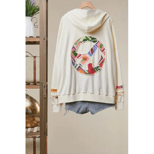 HOODIE ZIP CARDI | PEACE-Jackets & Sweaters-MELLO-Coriander