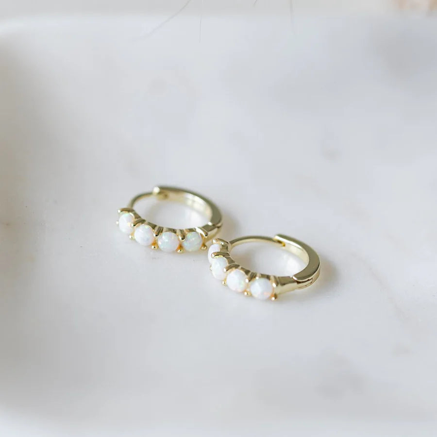 HOOP EARRING | OPAL KISS: OPALITE-Jewellery-GLEE-GOLD-OPALITE-Coriander