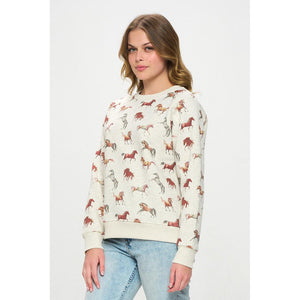 HORSE SWEATSHIRT-Tops-SM WARDROBE-Coriander