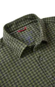 HOUNDSTOOTH CHECK OLIVE GREEN LONG SLEEVE-Shirts & Tops-STONE ROSE-Coriander