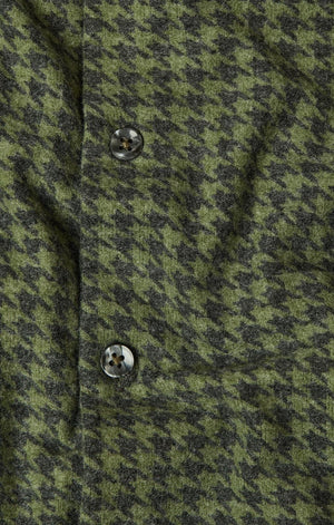 HOUNDSTOOTH CHECK OLIVE GREEN LONG SLEEVE-Shirts & Tops-STONE ROSE-Coriander