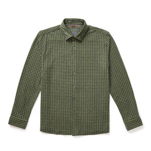 HOUNDSTOOTH CHECK OLIVE GREEN LONG SLEEVE-Shirts & Tops-STONE ROSE-MEDIUM-OLIVE-Coriander