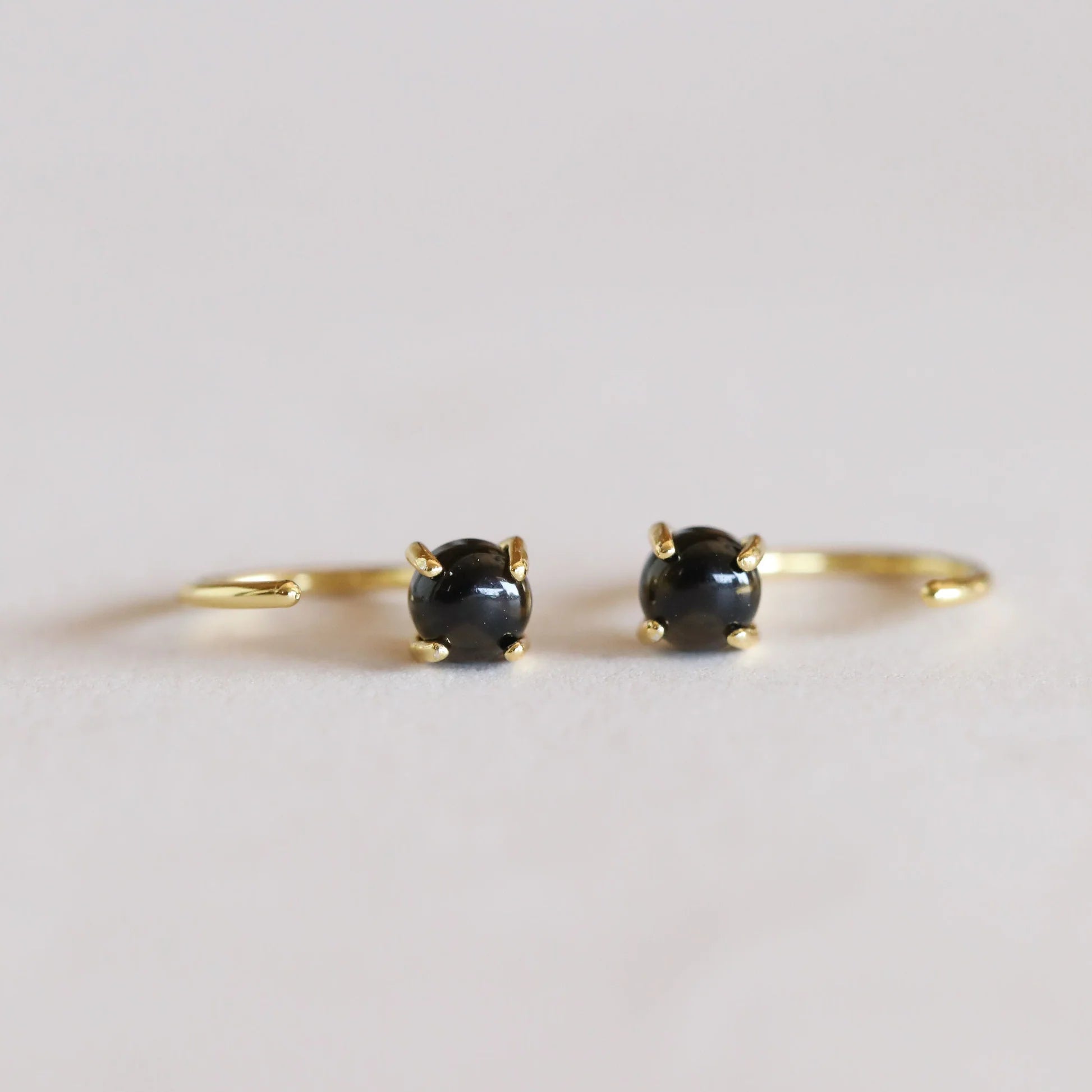 HUGGIE EARRINGS | OBSIDIAN & GOLD: BLOCK NEGATIVITY-Jewellery-JAX KELLY-Coriander