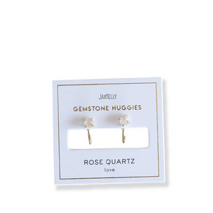 HUGGIE EARRINGS | ROSE QUARTZ & GOLD: LOVE-Jewellery-JAX KELLY-Coriander