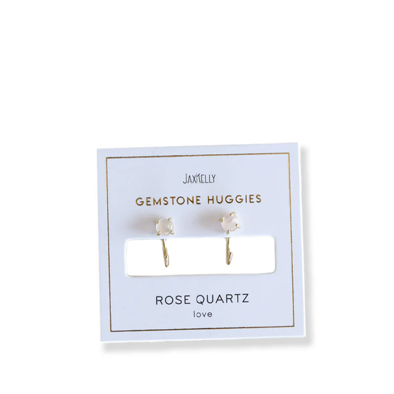 HUGGIE EARRINGS | ROSE QUARTZ & GOLD: LOVE-Jewellery-JAX KELLY-Coriander