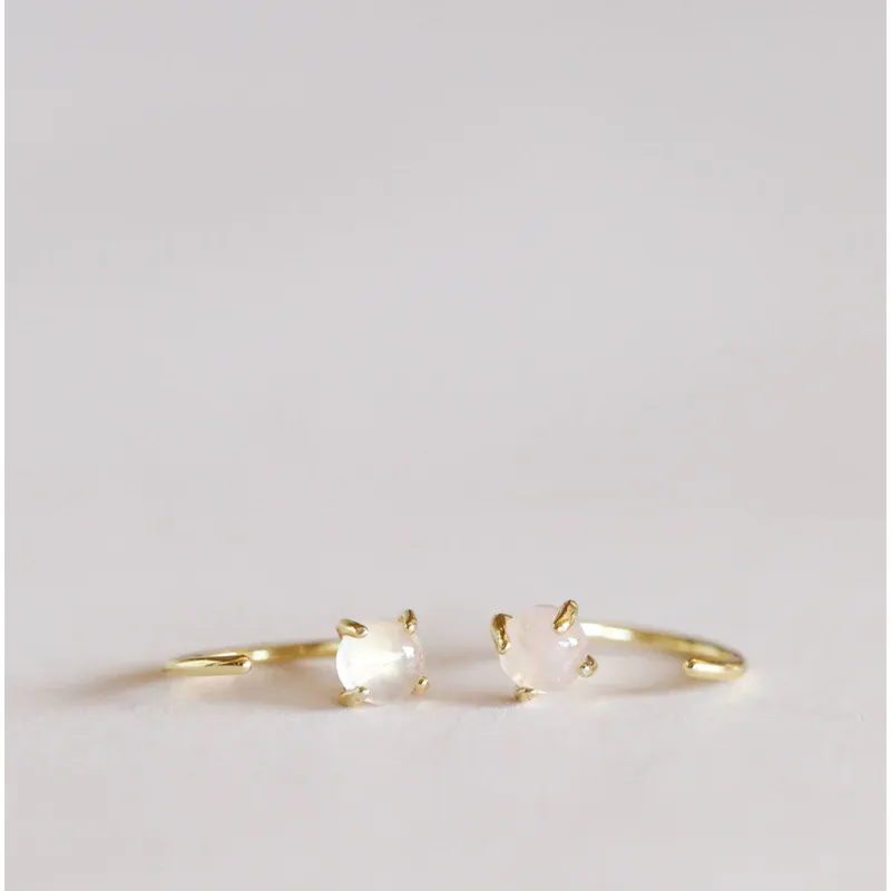 HUGGIE EARRINGS | ROSE QUARTZ & GOLD: LOVE-Jewellery-JAX KELLY-Coriander