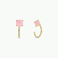 HUGGIE EARRINGS | ROSE QUARTZ & GOLD: LOVE-Jewellery-JAX KELLY-Coriander