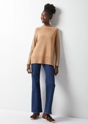 INTARSIA FUNNEL NECK TOP-Jackets & Sweaters-ZAKET & PLOVER-Coriander