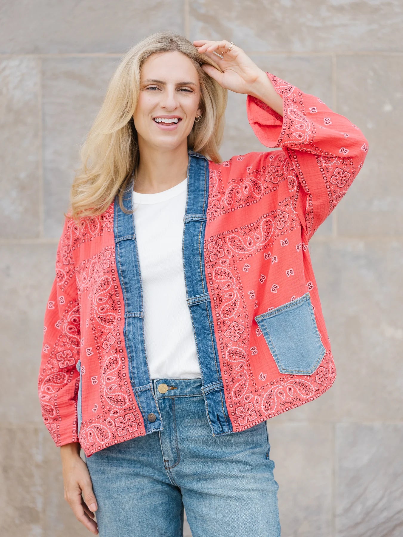 JACKET | BANDANA SHORT KIMONO-Jackets & Sweaters-SHANNON PASSERO-Coriander