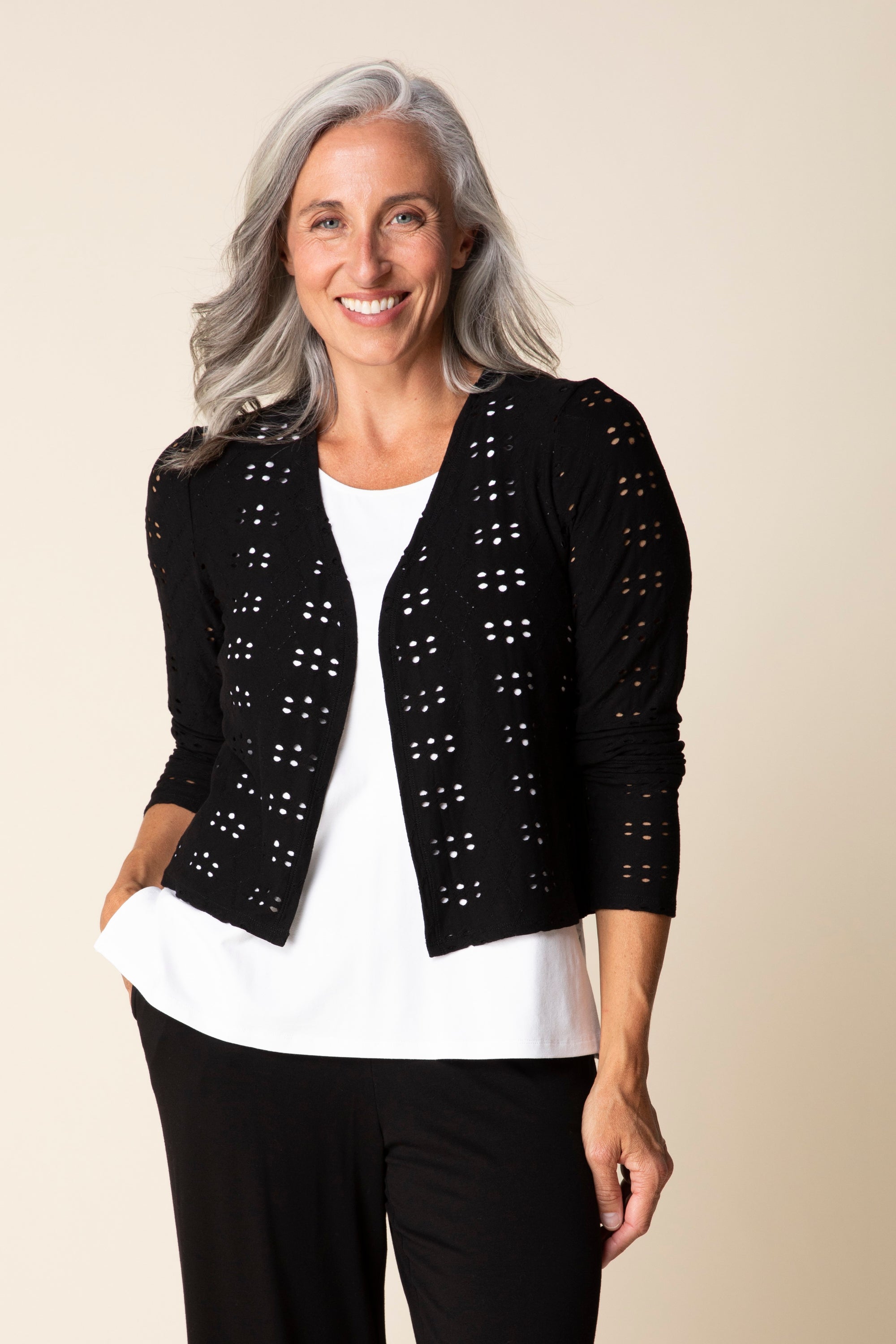 JACKET | EYELET BLOOMS-Jackets & Sweaters-HABITAT-SMALL-BLACK-Coriander