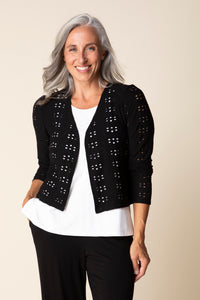 JACKET | EYELET BLOOMS-Jackets & Sweaters-HABITAT-SMALL-BLACK-Coriander