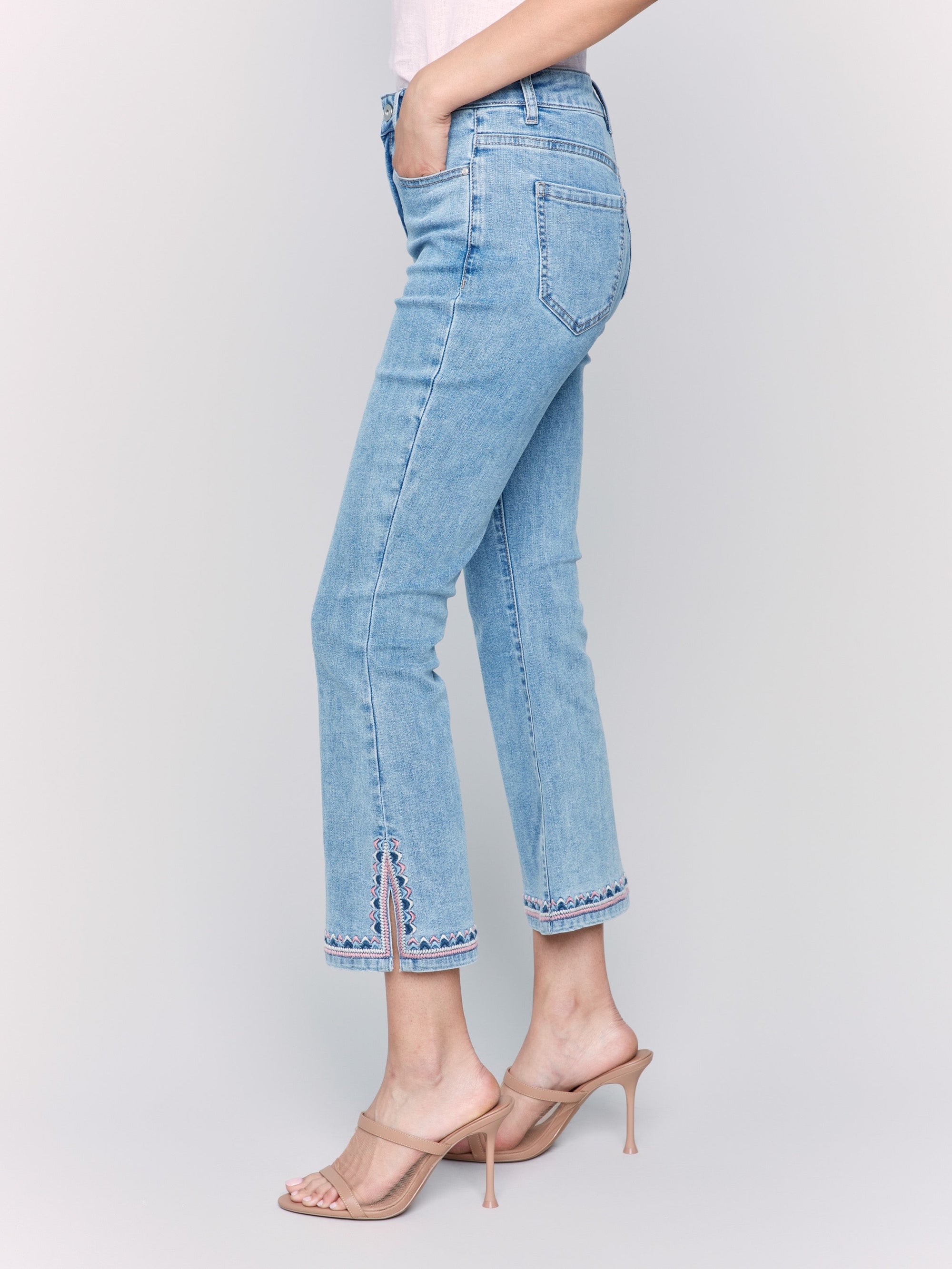 JEANS | BOOTCUT LEG EMBROIDERED-Denim-CHARLIE B-Coriander