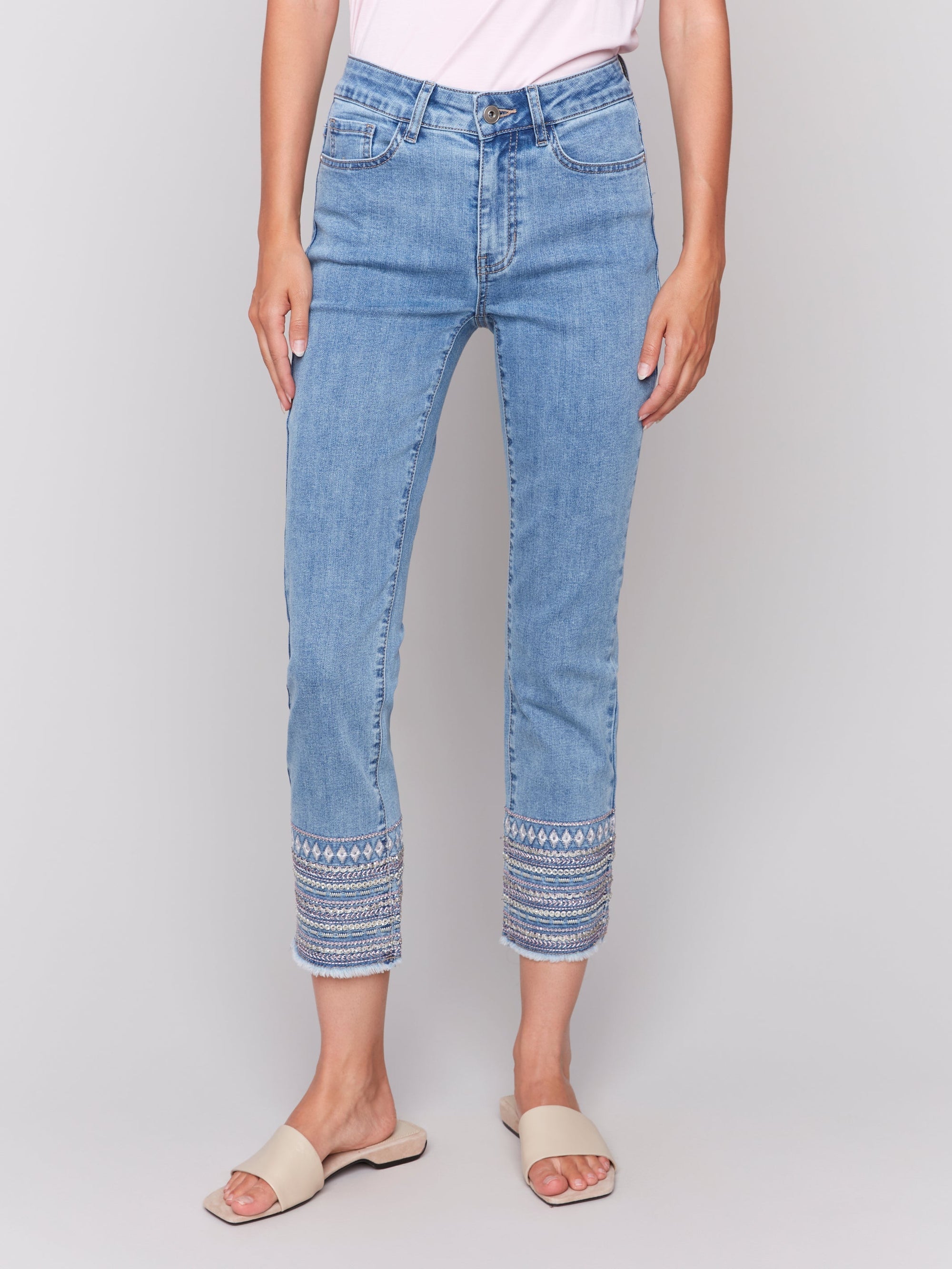 JEANS | EMBROIDERY CUFF-Denim-CHARLIE B-Coriander