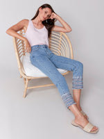 JEANS | EMBROIDERY CUFF-Denim-CHARLIE B-4-LIGHT BLUE-Coriander