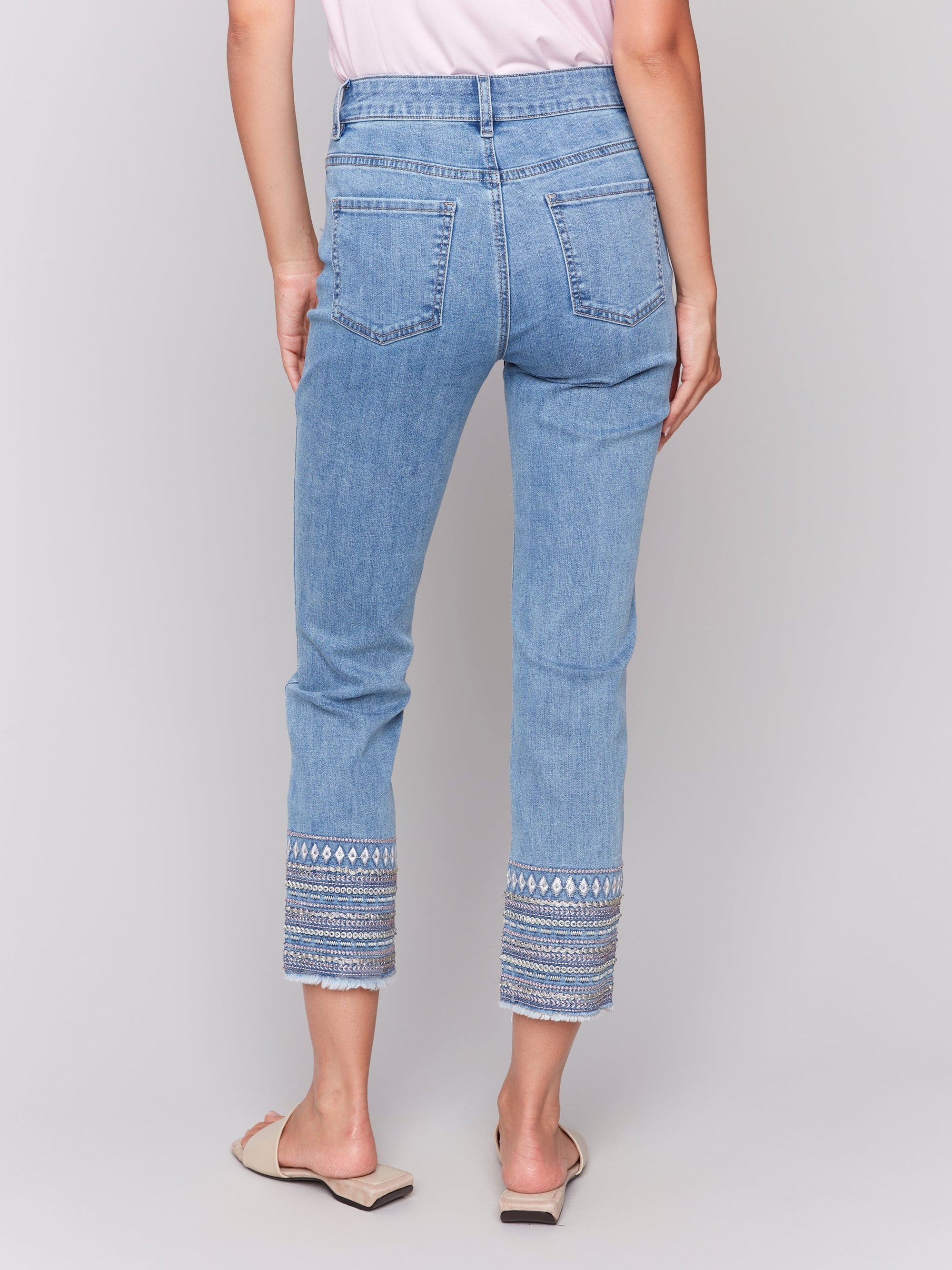 JEANS | EMBROIDERY CUFF-Denim-CHARLIE B-Coriander