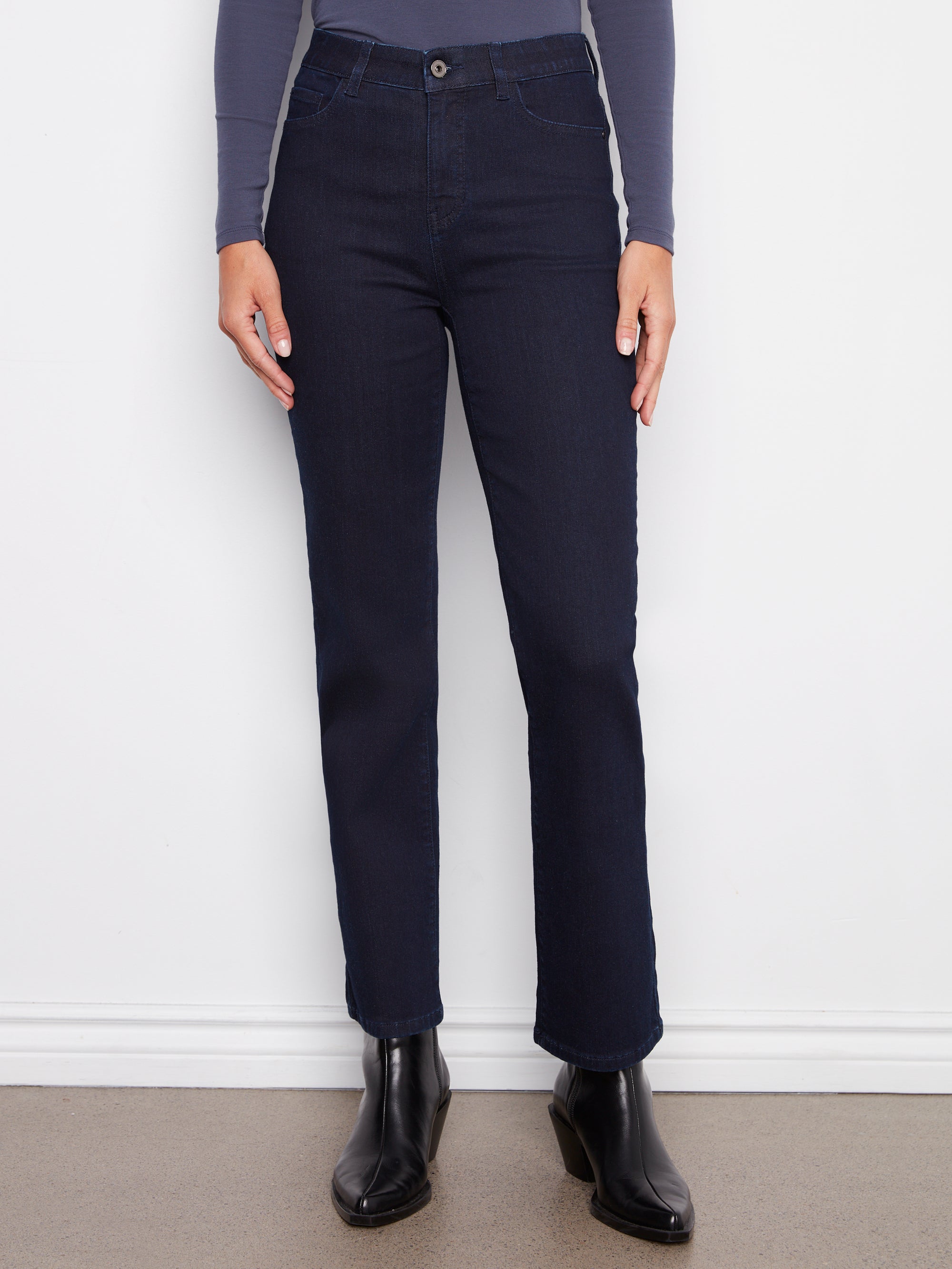 JEANS | STRAIGHT LEG STRETCH-Denim-CHARLIE B-2-BLUE BLACK-Coriander