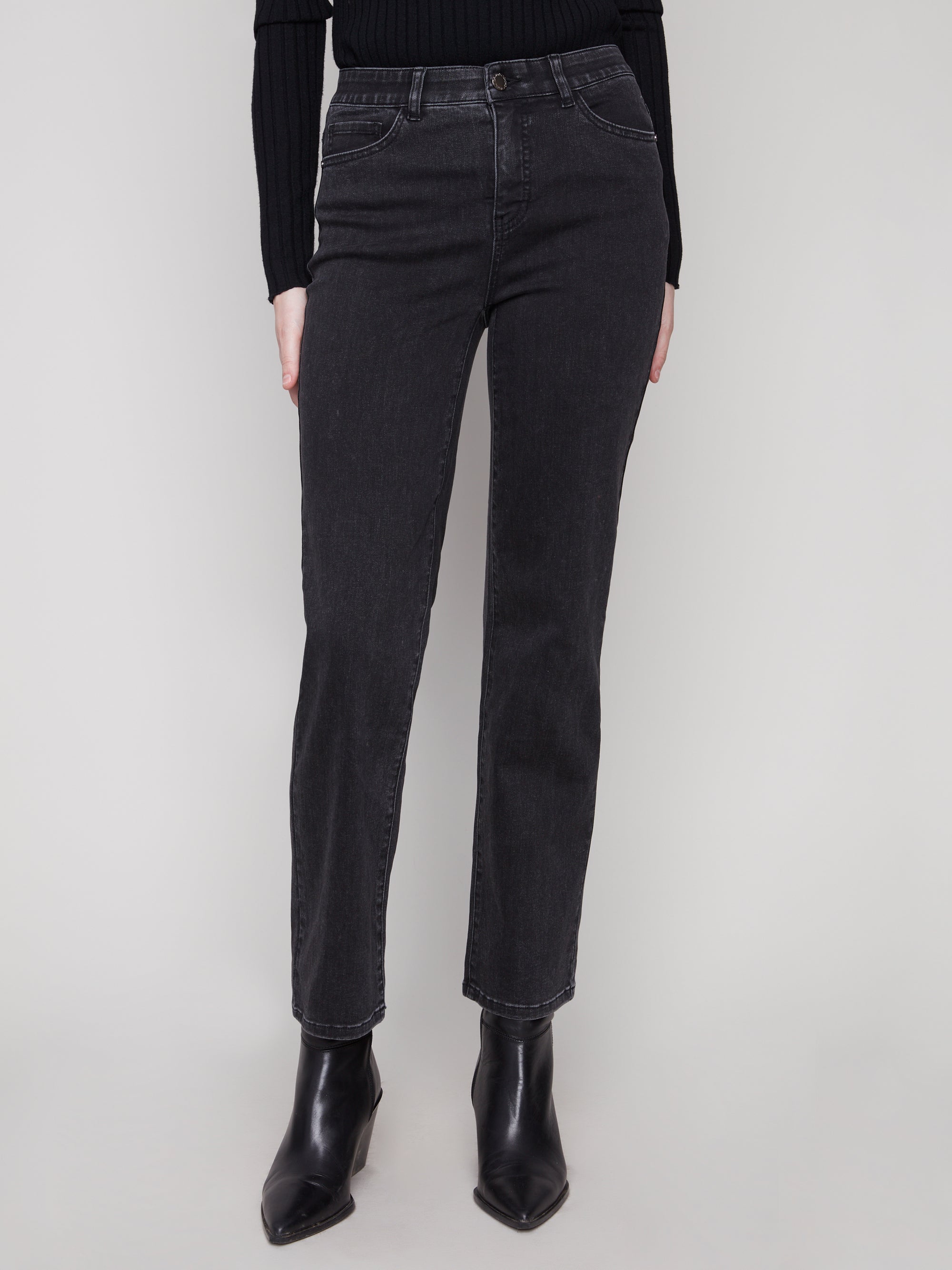 JEANS | STRAIGHT LEG STRETCH-Denim-CHARLIE B-2-CHARCOAL-Coriander