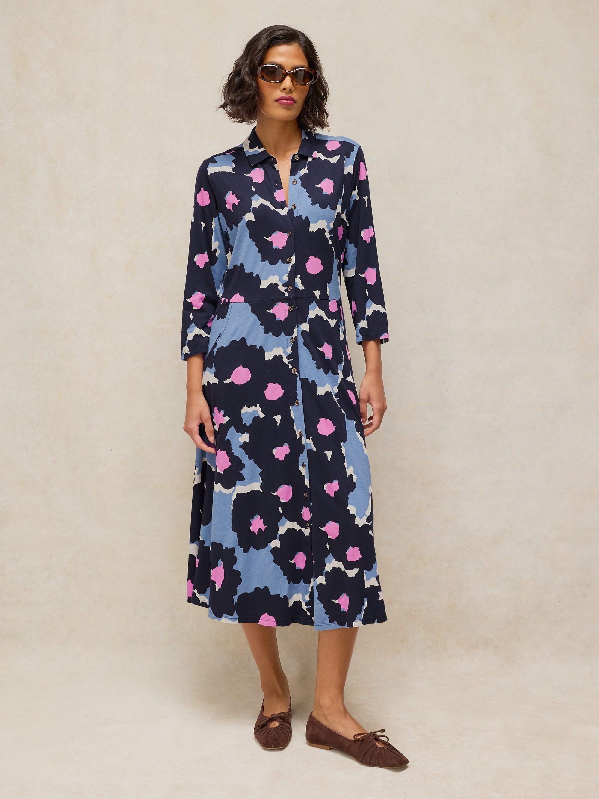 JERSEY DRESS | RUA-Dresses-WHITE STUFF-6-BLUE MULTI-Coriander