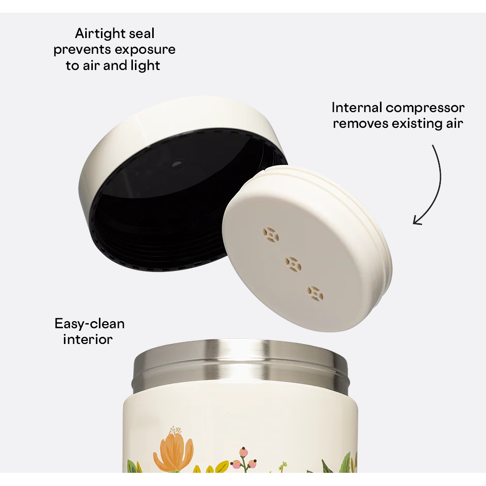 KEEP FRESH 12OZ CANISTER | GARDEN PARTY CREAM-Food Storage-CORKCICLE-Coriander