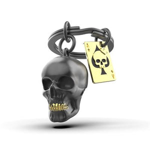 KEYCHAIN | BLACK SKULL WITH ACE OF SPADES-Keychain-METALMORPHOSE-Coriander