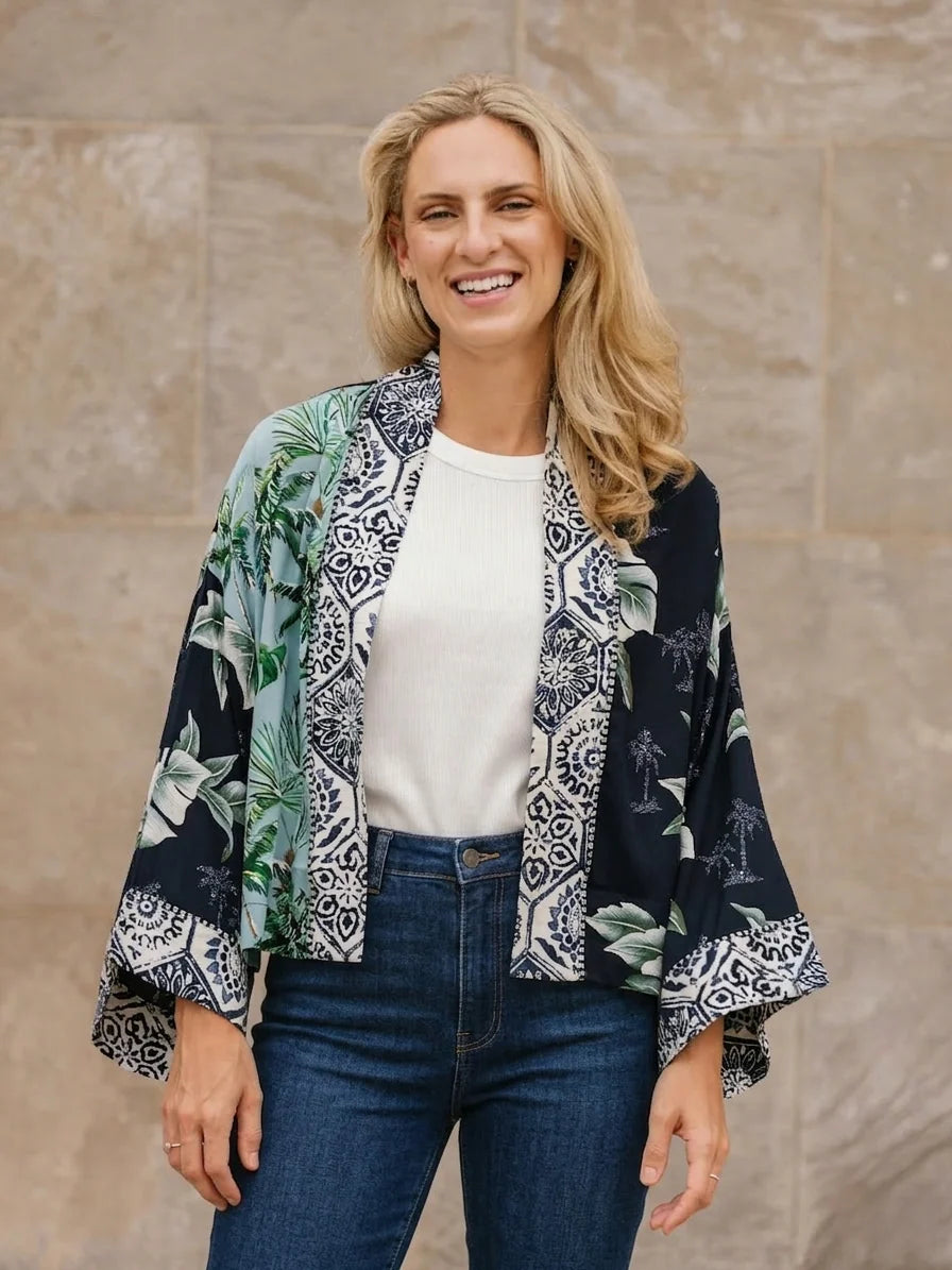 KIMONO CARDIGAN | PALM-Jackets & Sweaters-SHANNON PASSERO-ONE-PALM PRINT MIX-Coriander