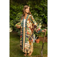 KIMONO ROBE DUSTER | STAY GOLD FLORA W/ RABBIT & BEES-Scarves & Wraps-MARKET OF STARS-Coriander