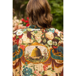 KIMONO ROBE DUSTER | STAY GOLD FLORA with RABBIT & BEES-Scarves & Wraps-MARKET OF STARS-Coriander