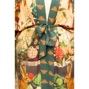 KIMONO ROBE DUSTER | STAY GOLD FLORA with RABBIT & BEES-Scarves & Wraps-MARKET OF STARS-Coriander