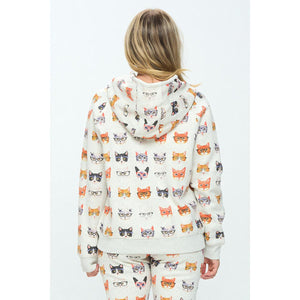 KITTY WEARING GLASSES HOODIE-Jackets & Sweaters-SM WARDROBE-Coriander