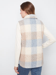 KNIT BOUCLE VEST | PLAID-Jackets & Sweaters-CHARLIE B-Coriander