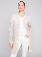 KNIT CROCHET LONG CARDI-Jackets & Sweaters-CHARLIE B-XSMALL-Beige-Coriander