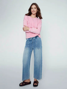 KNIT JOGGER | DENIM WIDE-Bottoms-CHARLIE B-Coriander