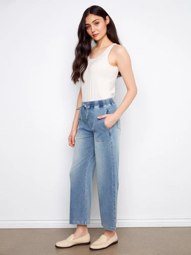 KNIT JOGGER | DENIM WIDE-Bottoms-CHARLIE B-Coriander