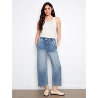 KNIT JOGGER | DENIM WIDE-Bottoms-CHARLIE B-XSMALL-MEDIUM BLUE-Coriander