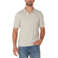 KNIT POLO TOP | OATMEAL-Shirts & Tops-LIVERPOOL-MEDIUM-OATMEAL-Coriander