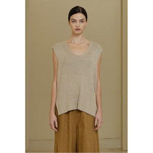 KNIT SHELL TOP-Tops-GRADE AND GATHER-SMALL-STONE-Coriander