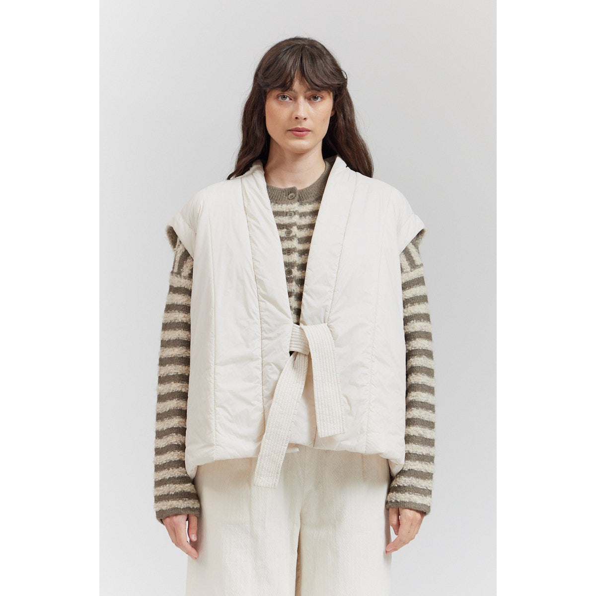 KNIT VEST | PADDED-Jackets & Sweaters-THERE-ELSEWHERE-SMALL-OAT-Coriander