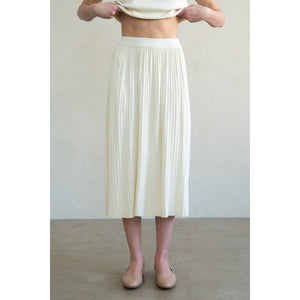 KNITTED SKIRT | ELEGANT PLEATED-Bottoms-ELLE GREY-Coriander