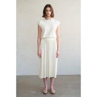 KNITTED SKIRT | ELEGANT PLEATED-Bottoms-ELLE GREY-SMALL-MED-IVORY-Coriander