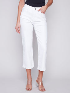 LACE SCALLOP HEM JEANS-Denim-CHARLIE B-2-WHITE-Coriander