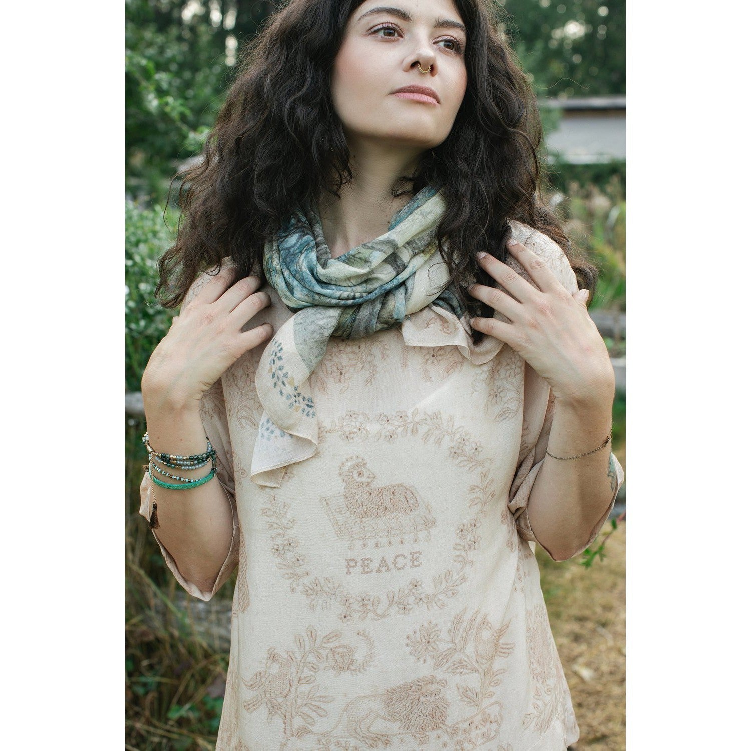 LAND OF PLENTY SCARF-Scarves & Wraps-MARKET OF STARS-Coriander