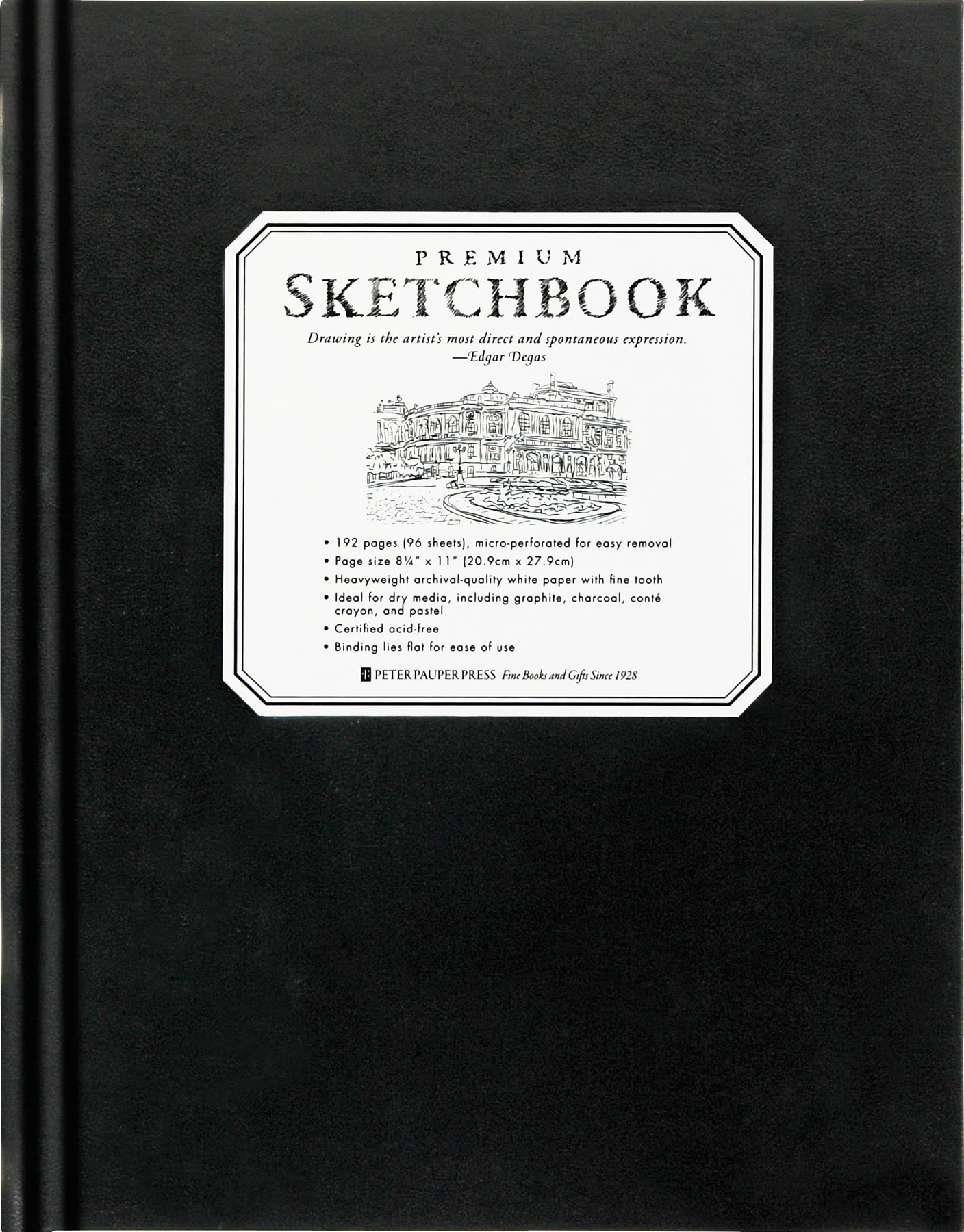 LARGE BLACK PREMIUM SKETCHBOOK-Books & Stationery-PETER PAUPER PRESS-Coriander