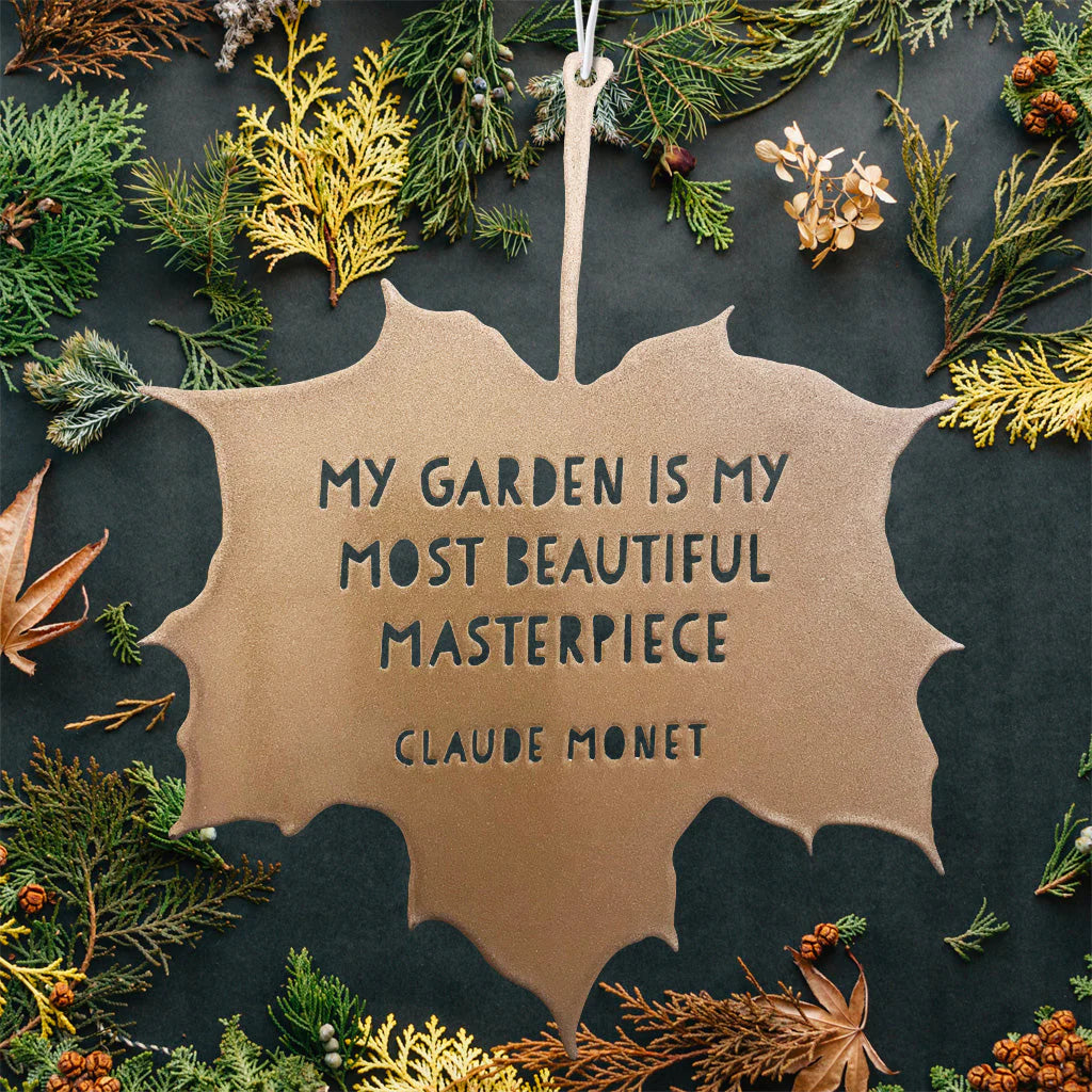 LEAF GARDEN ORNAMENT | MY GARDEN IS MY MOST BEAUTIFUL MASTERPIECE-Home Decor-A BLACKBIRD SANG-Coriander