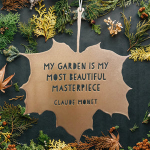 LEAF GARDEN ORNAMENT | MY GARDEN IS MY MOST BEAUTIFUL MASTERPIECE-Home Decor-A BLACKBIRD SANG-Coriander