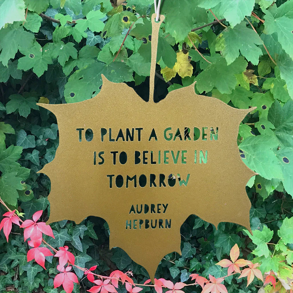 LEAF GARDEN ORNAMENT | TO PLANT A GARDEN IS TO BELIEVE...-Home Decor-A BLACKBIRD SANG-Coriander