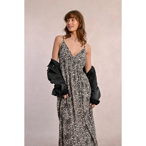 LEOPARD PRINT MAXI DRESS-Dress-MOLLY BRACKEN-Coriander